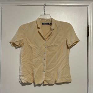 Liz Claiborne Tan Button Down Blouse with Notched Collar